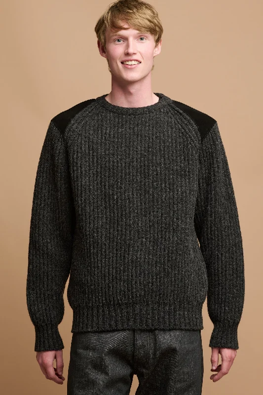 Men's Lambswool Fisherman Ribbed Jumper - Charcoal